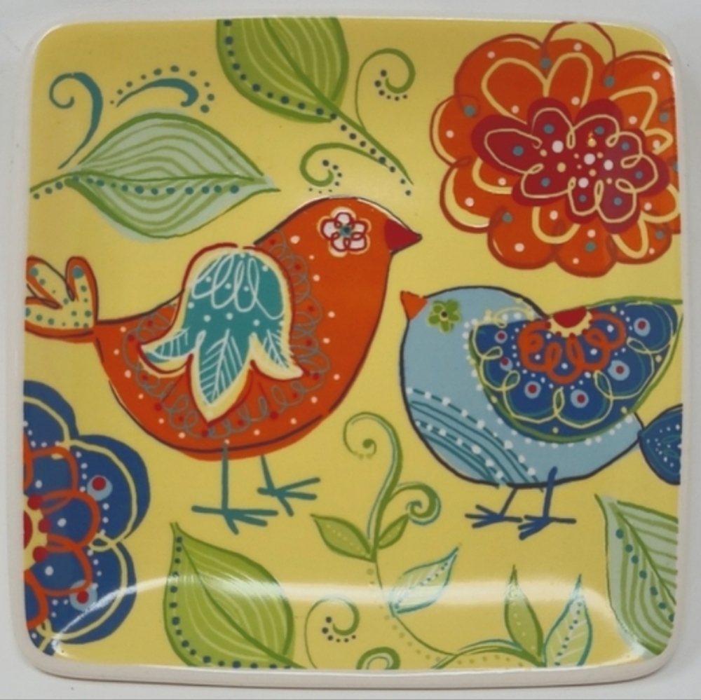 DECORATIVE 2 BIRDS CERAMIC TRINKET PLATE